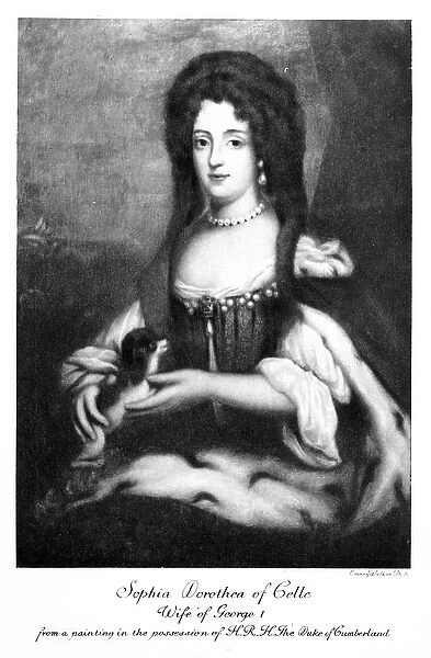 Sophia Dorothea of Celle, engraved by Emery Walker (engraving) (b  /  w photo)
