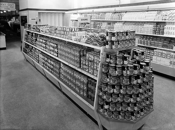 Soup aisle, Woolworths store, 1956 (b  /  w photo)