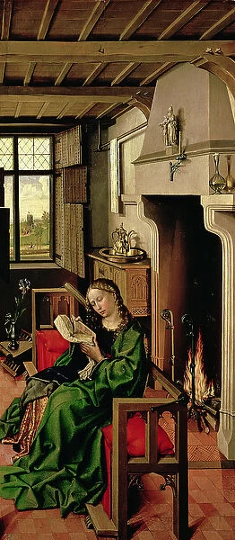 St. Barbara from the right wing of the Werl Altarpiece, 1438 (oil on panel) (see