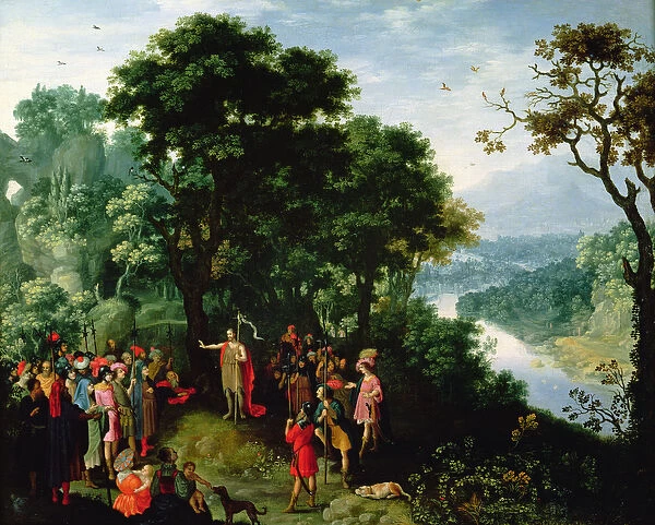 St. John the Baptist preaching in the Wilderness (oil on panel)
