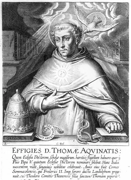 St. Thomas Aquinas (engraving) (b  /  w photo)