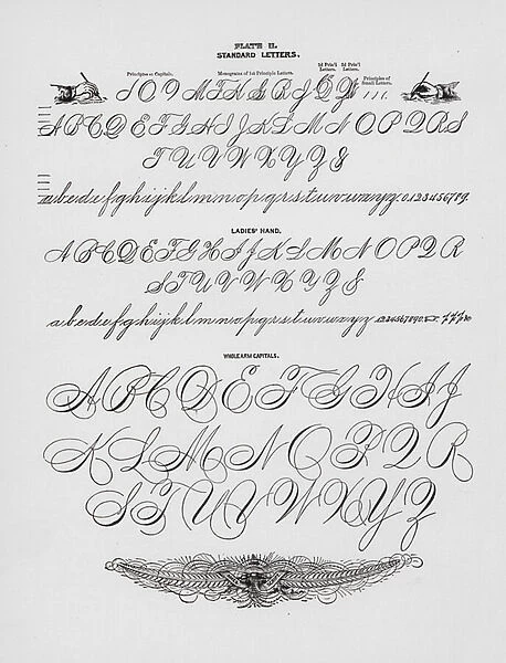 Standard Letters; Ladies Hand; Whole Arm Capitals (engraving)