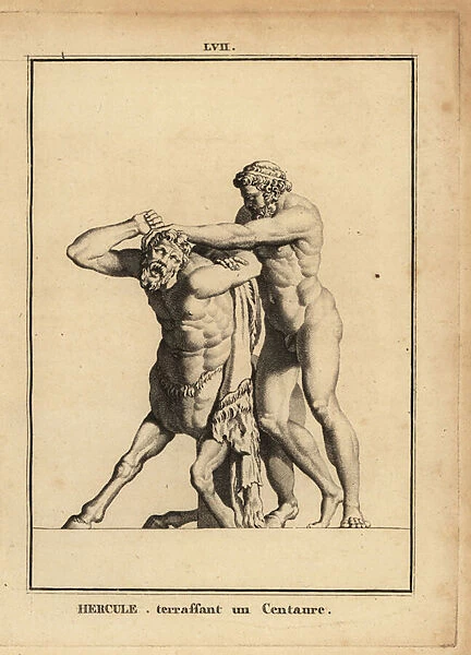 Statue of Hercules, Roman hero and god, killing a centaur