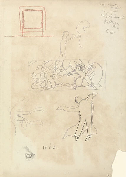 Study of Dancers, for the Cave of the Golden Calf (graphite) (see 265068 for verso)