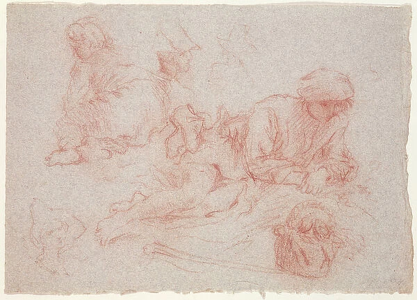 Study of a reclining man (red chalk on paper)