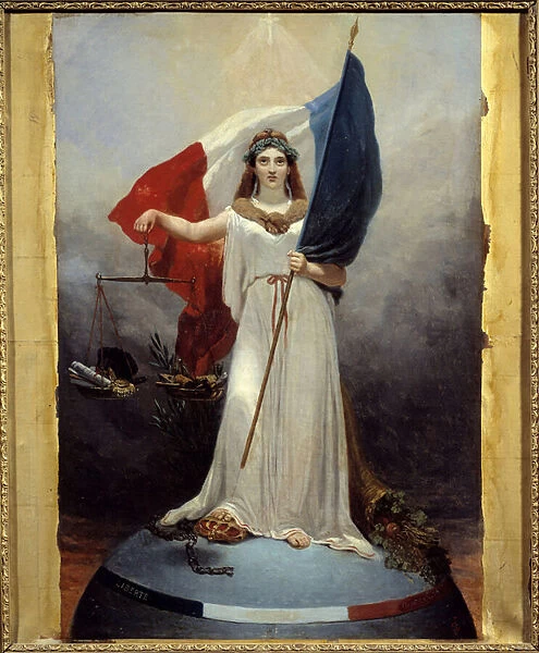 Symbolic figure of the Republic. Allegory representing the republic as a woman wearing a