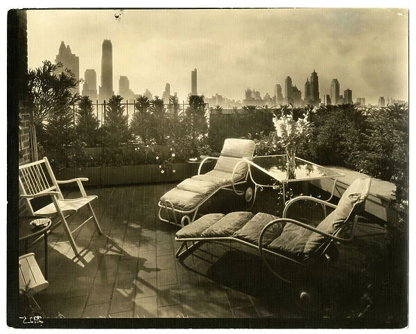 Terrace of Mrs Alice Woodward Rhinehardt, 400 E 52 St, c. 1936-37 (gelatin silver photo)