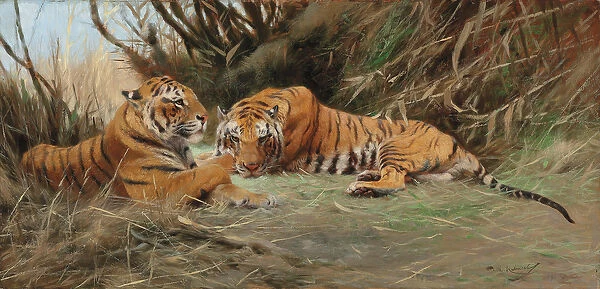 Tigers at Dawn, 1913 (oil on board)
