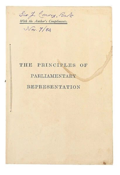 Title Page for The Principles of Parliamentary Representation, 1884 (print)