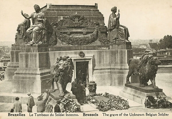 Tomb of the Unknown Soldier, Brussels, Belgium, interred in 1922 (b  /  w photo)