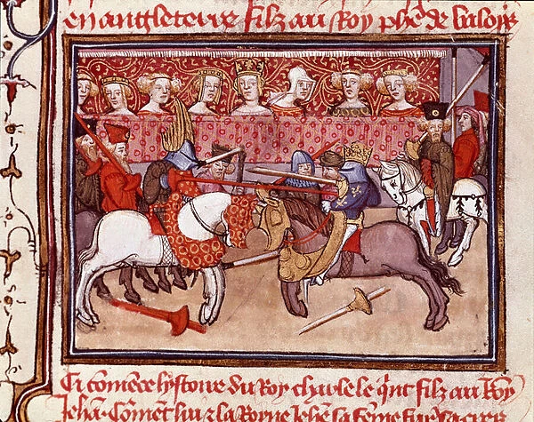 A tournament of knights at the time of King of France Charles V (1338-1380