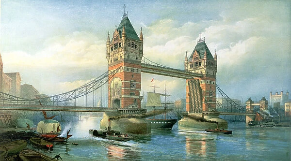 The Tower Bridge, London (colour litho)