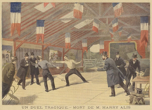 A tragic duel. The death of Harry Alis (colour litho)