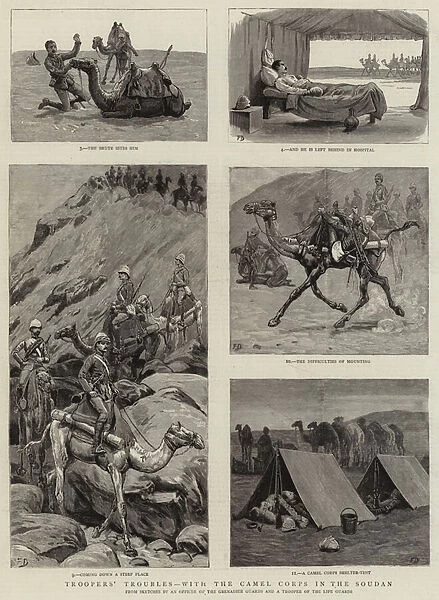 Troopers Troubles, with the Camel Corps in the Soudan (engraving)