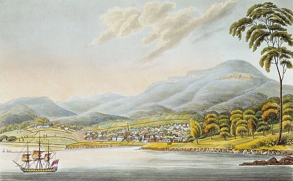 View of Hobart Town, 1824 (coloured engraving)