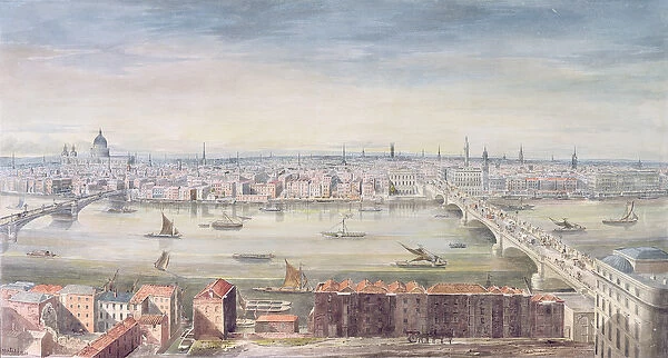 A View of London from St. Pauls to the Custom House, 1837 (w  /  c on paper)