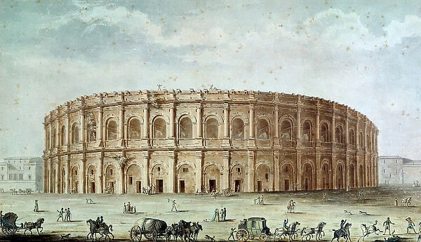 View of the Roman Amphitheatre (w  /  c on paper)