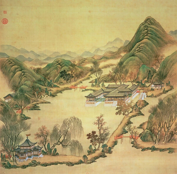 View of the Summer Palace, Peking (colour on silk)