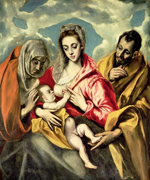 Virgin and Child with SS. Anne and Joseph, 1587-96 (oil on canvas)