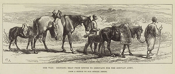 The War, bringing Meat from Djunis to Greovatz for the Servian Army (engraving)