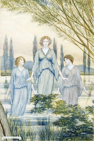 Water Nymphs, 1913 (w  /  c heightened with white on paper)