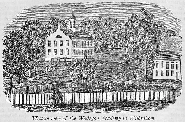 Western view of the Wesleyan Academy in Wilbraham, from Historical Collections