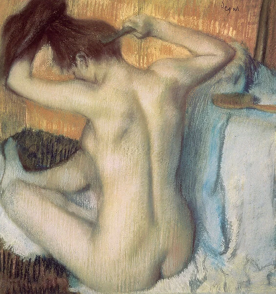 Woman combing her hair, c. 1885 (pastel)