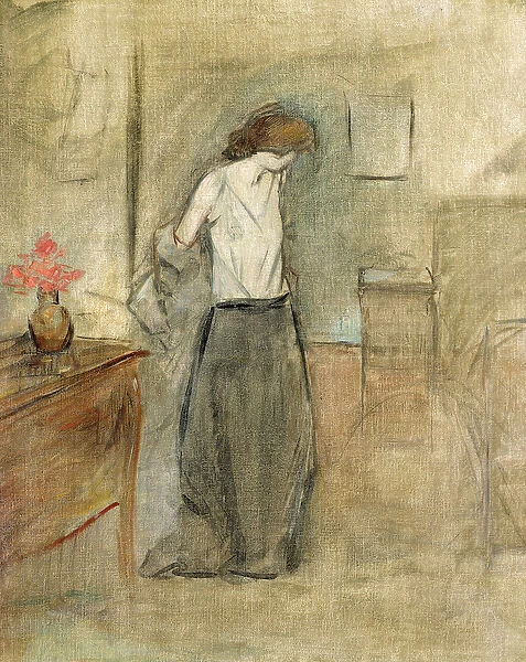 A Woman Undressing (oil on canvas)