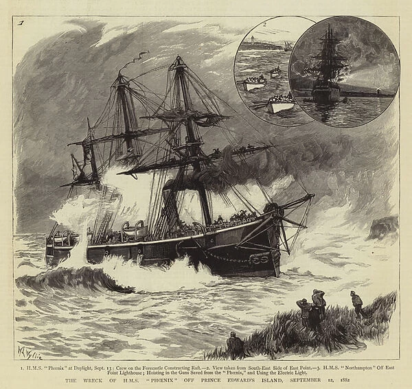 The Wreck of HMS 'Phoenix'off Prince Edwards Island, 12 September 1882 (engraving)