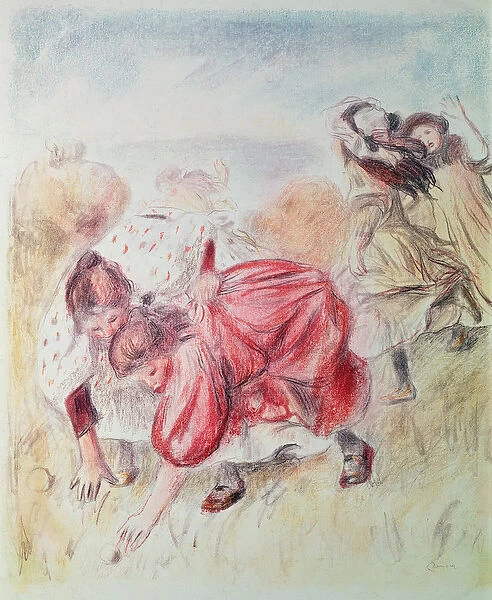 Young Girls Playing (coloured pencil)