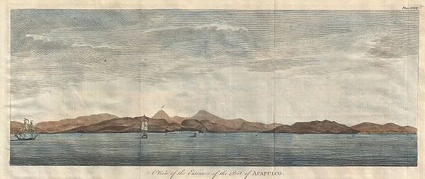 1745, Anson View of the Port of Acapulco, Mexico, topography, cartography, geography