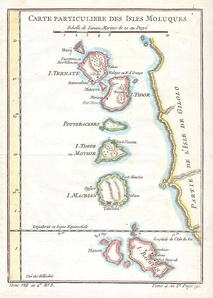 1760, Bellin Map of the Moluques, Moluccas, Moluccan Island, topography, cartography