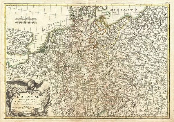 1771, Rizzi-Zannoni Map of Germany and Poland, topography, cartography, geography