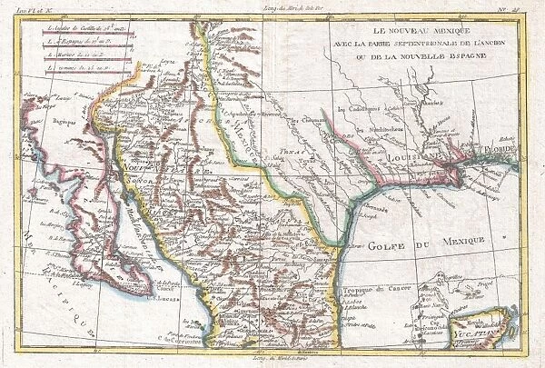 1780, Raynal and Bonne Map of Mexico and Texas, Rigobert Bonne 1727 - 1794, one of