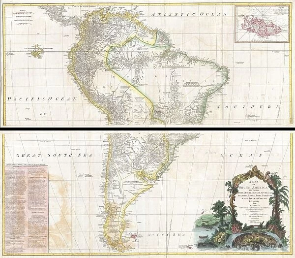 1795, D Anville Wall Map of South America, topography, cartography, geography