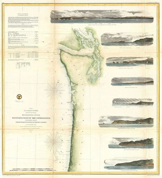 1855, U. S. C. S. Map or Chart of Washington and Oregon, topography, cartography, geography