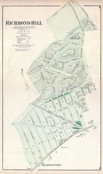 1873, Beers Map of Richmond Hill, Queens, New York City, topography, cartography