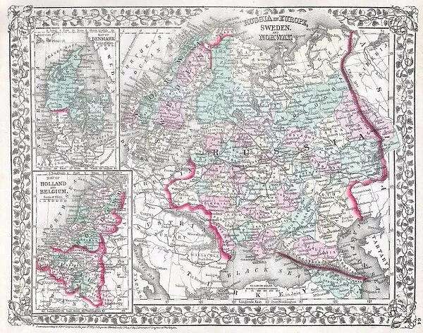 1874, Mitchell Map of Russia, topography, cartography, geography, land, illustration