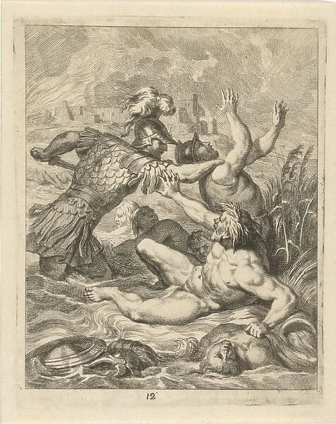Achilles fights with river god Scamander, J. Alexander Janssens, Victor Honore Janssens