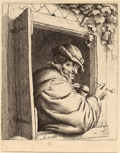 Adriaen van Ostade (Dutch, 1610 - 1685), Smoker at a Window, probably 1667, etching