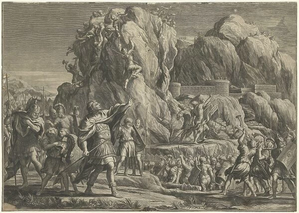 Alexander the Great takes the city of Petra, Cornelis Bloemaert (II), 1633 - 1692