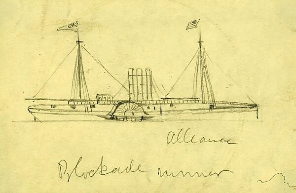 Alliance, blockade runner, between 1860 and 1865, drawing on cream paper pencil, 12