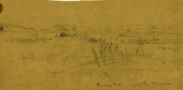Birneys Div. across the N. Anna, drawing, 1862-1865, by Alfred R Waud, 1828-1891