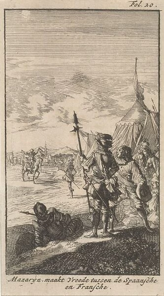 Bishop Mazarin close the peace treaty of Cherasco, 1631, Caspar Luyken, Boudewijn