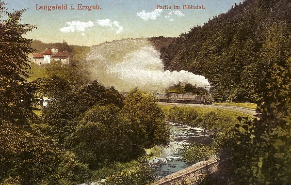 Buildings Erzgebirgskreis Floha river Unidentified steam locomotives