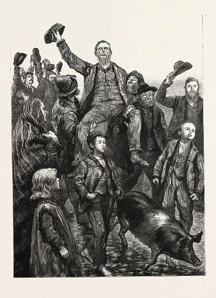 Chairing a Political Prisoner Ireland, 1888 Engraving