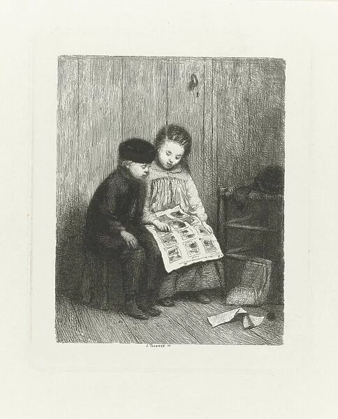 Two children with a childs picture, Jacob Taanman, 1872