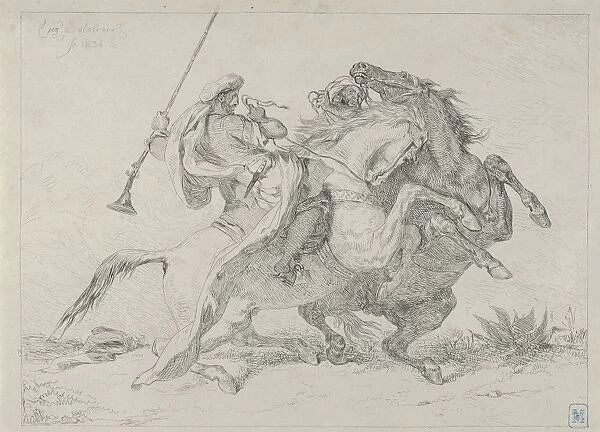 Collision Moorish Horsemen 1834 Etching state