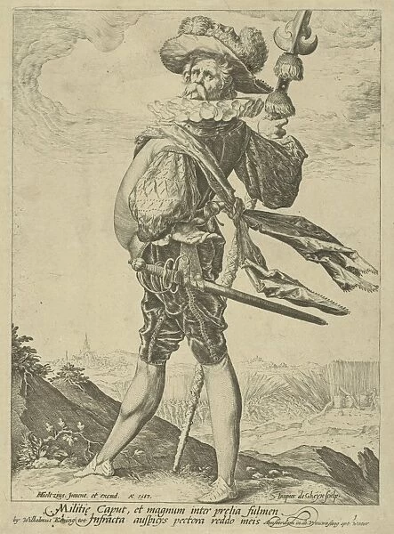 Colonel, print maker: Jacob de Gheyn II, Hendrick Goltzius, Wilhelmus Koning, 1587