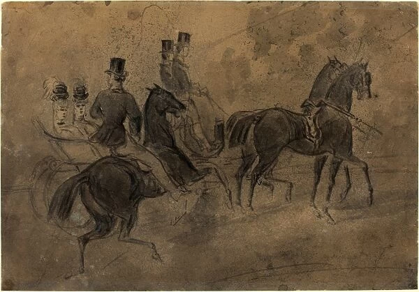 Constantin Guys, French (1805-1892), An Open Carriage, black wash on wove paper